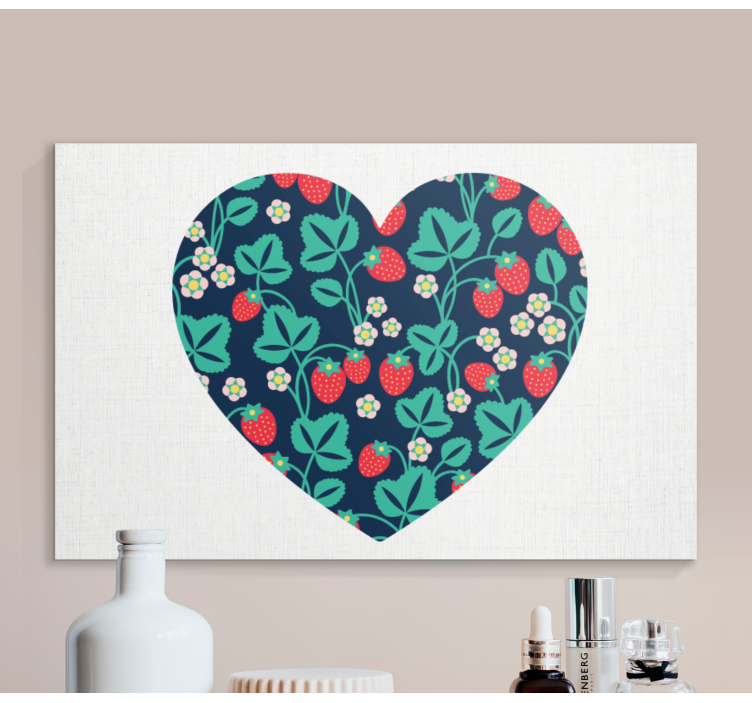 Tableau fleurs et plantes motif fraises en cœur - TenStickers
