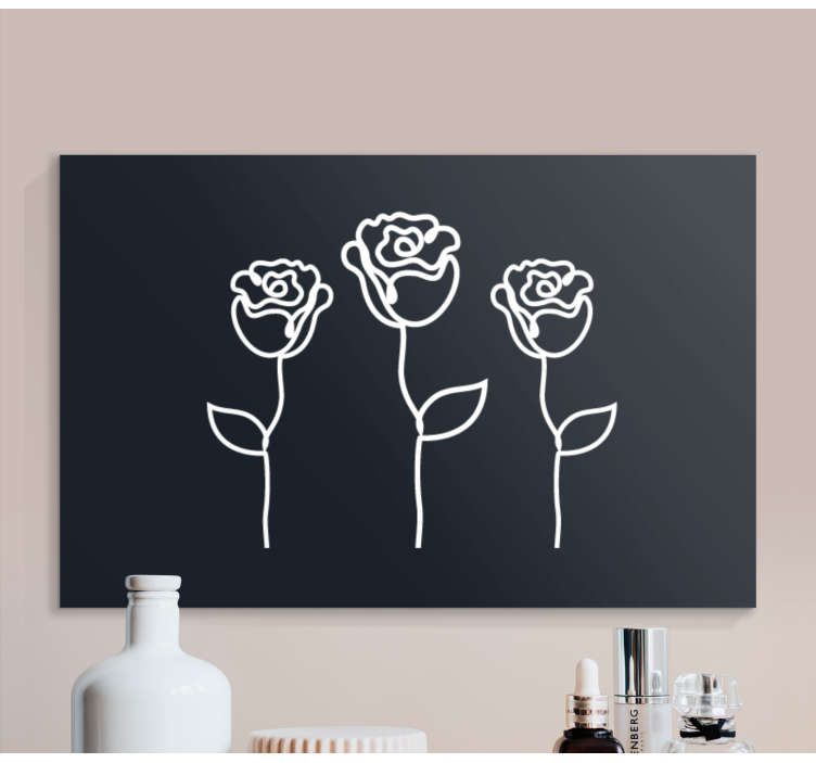 Tableau fleurs et plantes trois roses stylisées - TenStickers