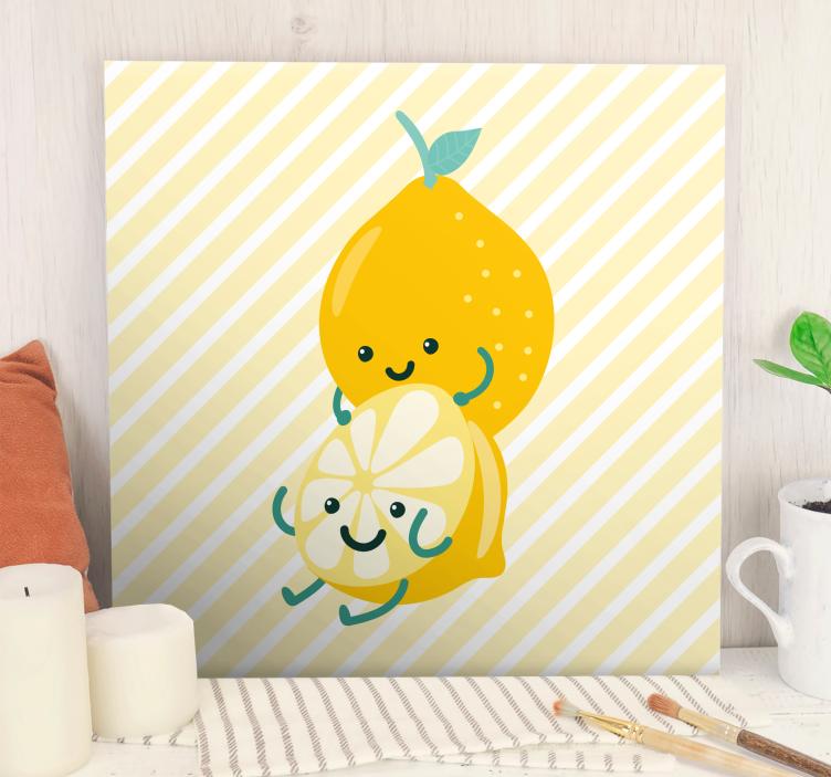Tableau fruits citron mignon en étreinte - TenStickers