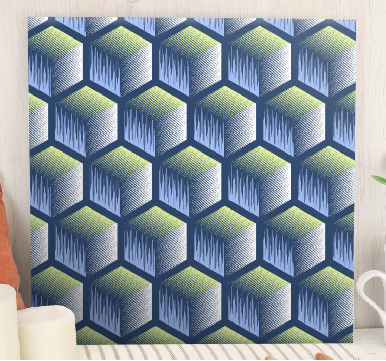 Tableau géométrique motif cube hexagonal - TenStickers