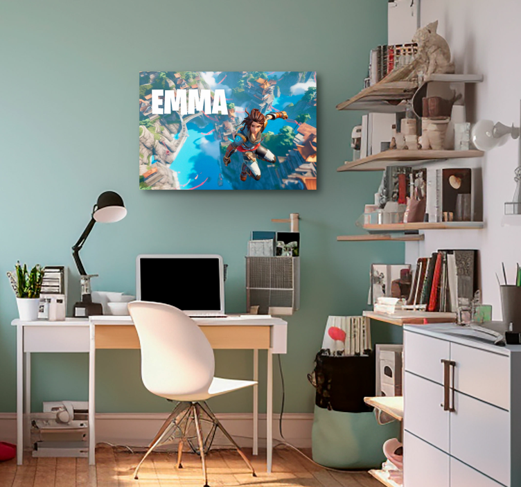 Tableau jeu vidéo saut dans le vide avec prénom - TenStickers