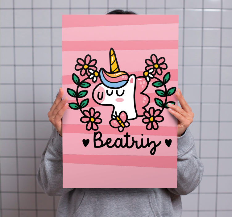 Tableau licorne fleuri mignon - TenStickers