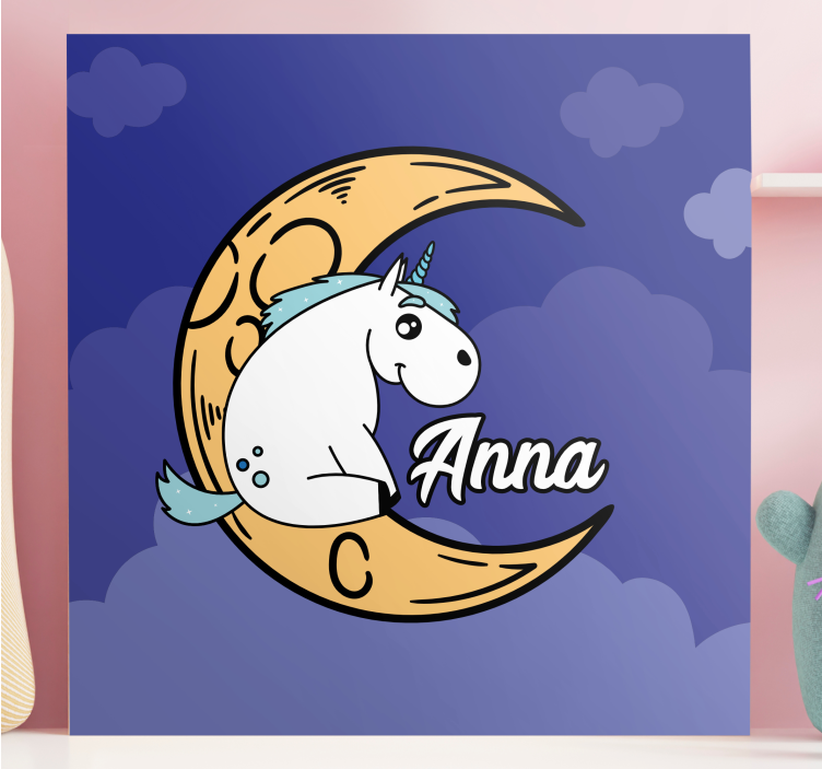 Tableau licorne scène de lune - TenStickers