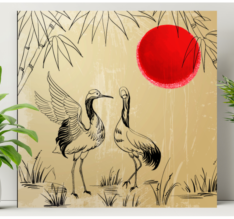 Tableau mandala grues et soleil - TenStickers