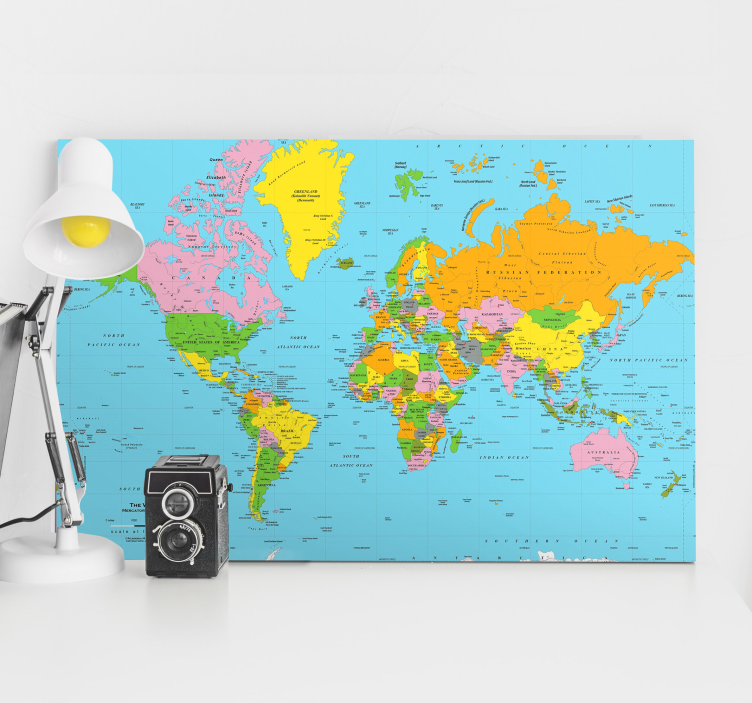 Tableau carte du monde en couleur - TenStickers
