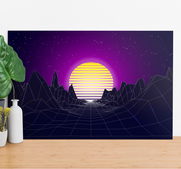 Tableau moderne paysage géométrique de coucher de soleil - TenStickers