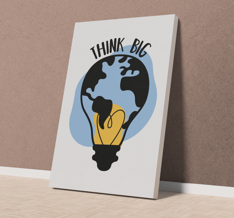 Tableau motivation monde ampoule "Think big" - TenStickers
