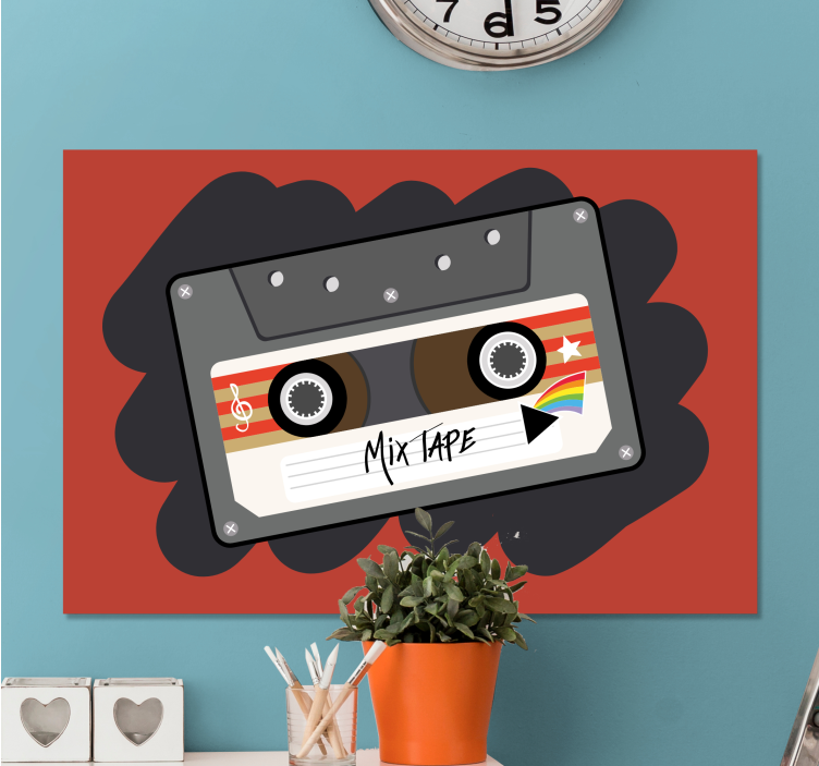 Tableau musique design cassette rétro - TenStickers