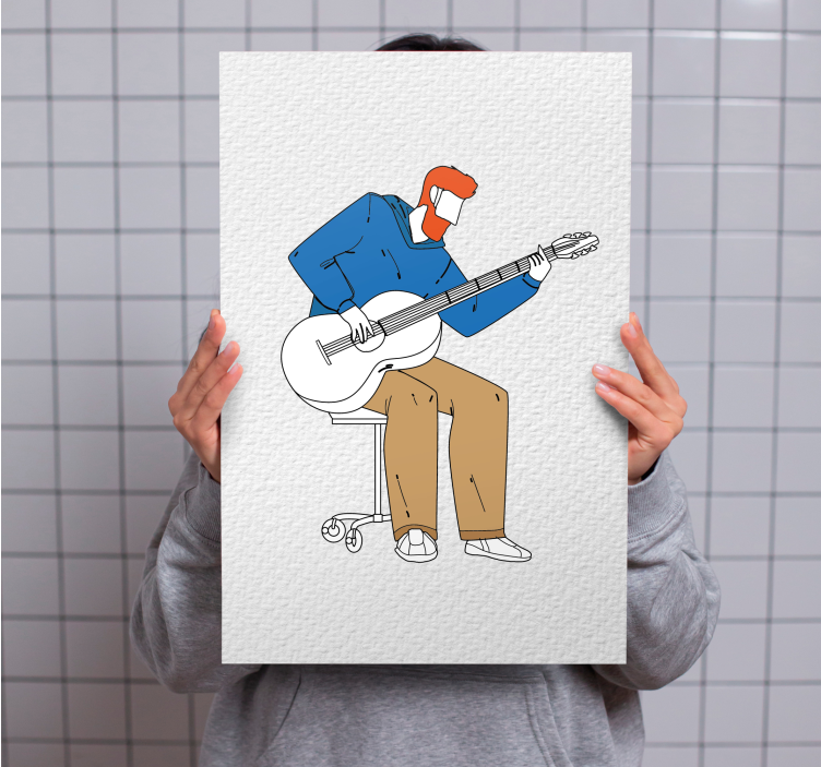 Tableau musique guitariste en pleine performance - TenStickers