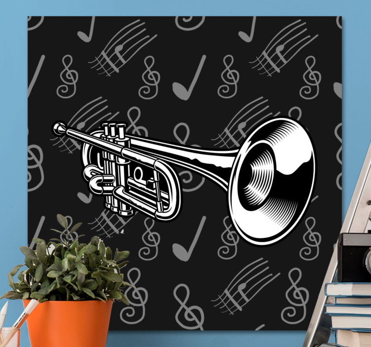 Tableau musique trompette en laiton musicale - TenStickers