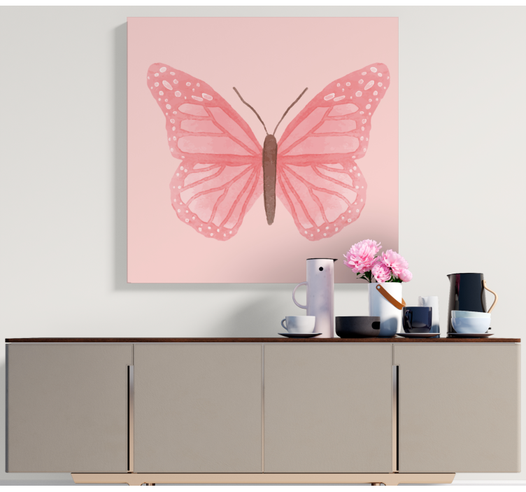 Tableau papillons papillon rose délicat - TenStickers