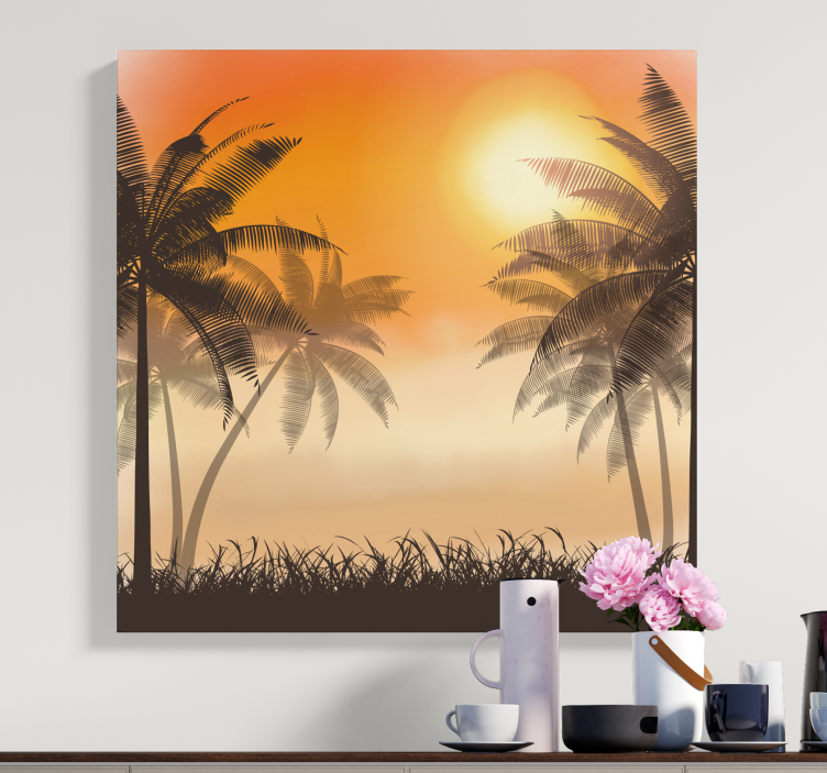 Tableau paysage ambiance de coucher de soleil tropical - TenStickers