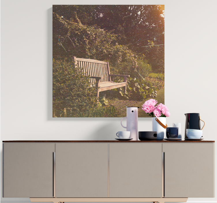 Tableau paysage banc de jardin serein - TenStickers