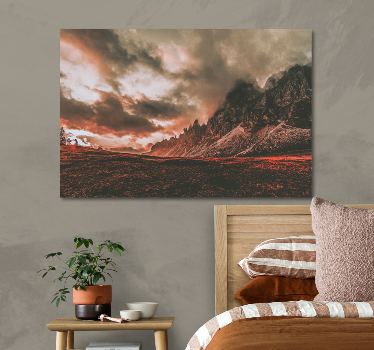 Tableau paysage coucher de soleil dramatique en montagne - TenStickers
