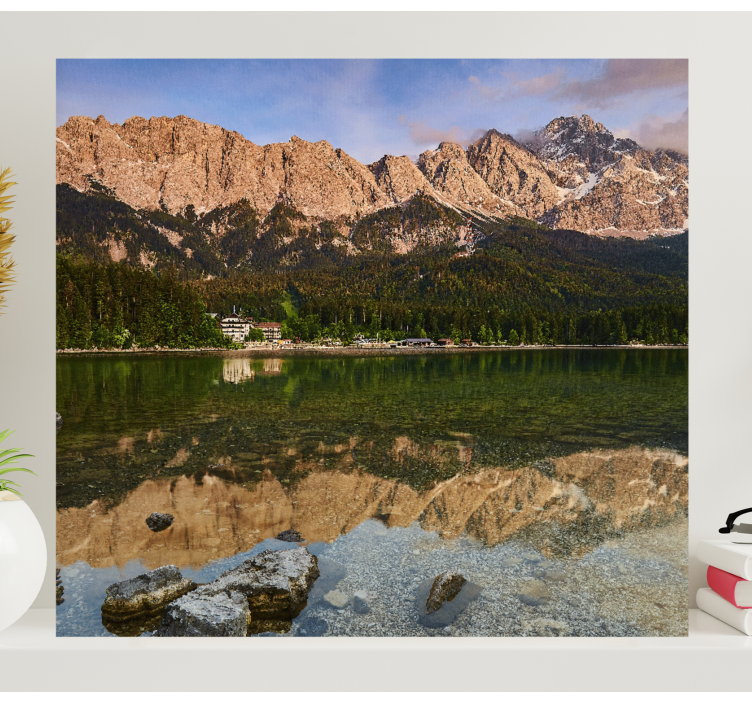 Tableau paysage reflet de montagne sur lac - TenStickers