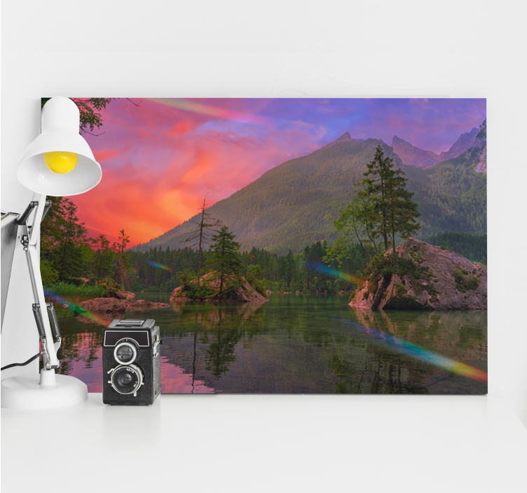 Tableau paysage réflexion de montagne sérénité - TenStickers