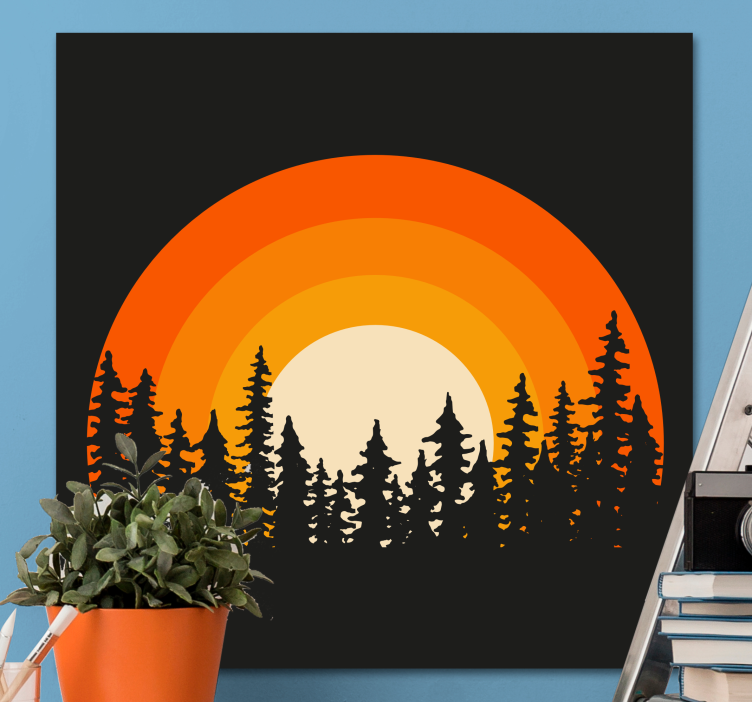 Tableau paysage silhouette de coucher de soleil stylisée - TenStickers
