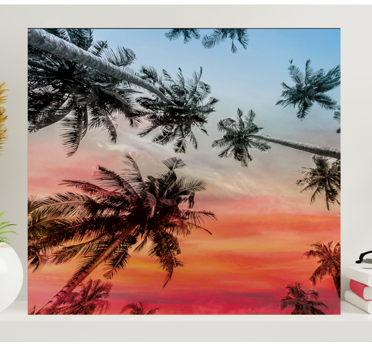 Tableau paysage silhouette de palmiers - TenStickers