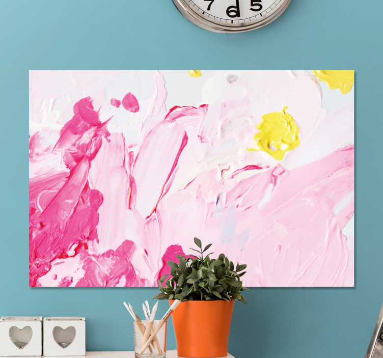 Tableau paysage tourbillons roses abstraits - TenStickers