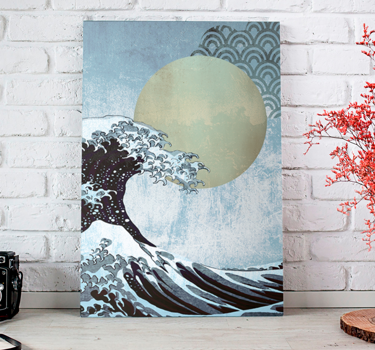 Tableau paysage vagues et lune - TenStickers