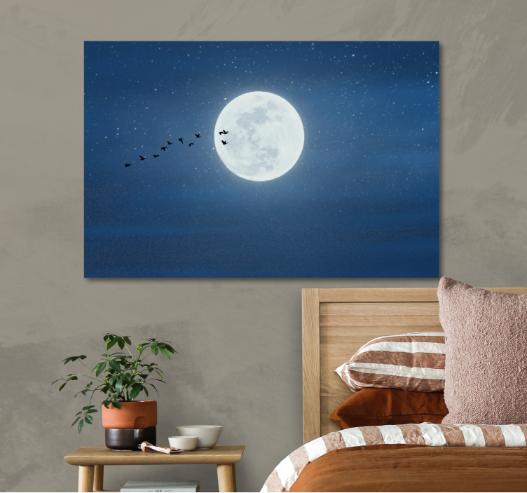 Tableau paysage vol sous la lune - TenStickers