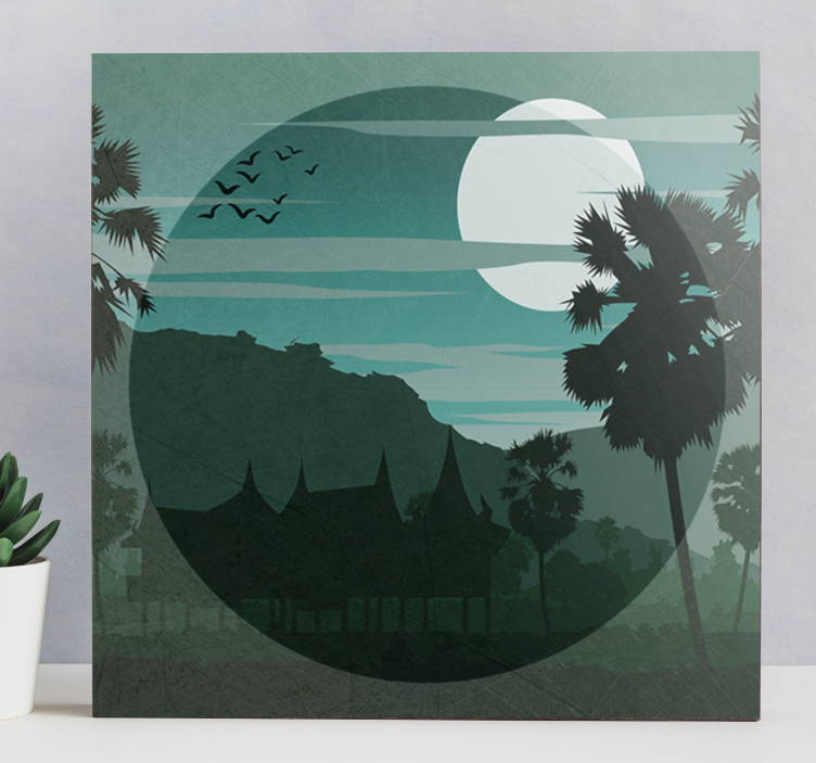 Tableau paysage vue paisible au clair de lune - TenStickers