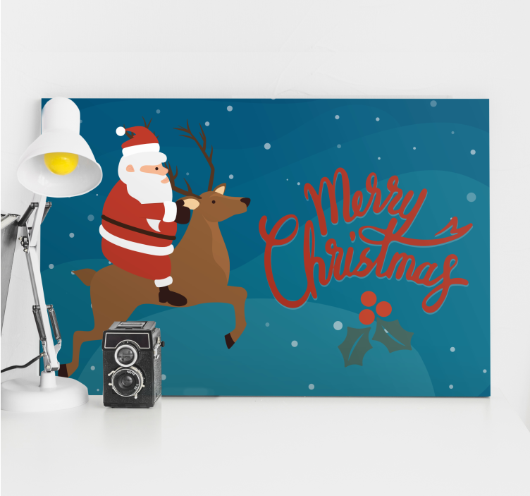 Tableau personnage père noël sur renne - TenStickers