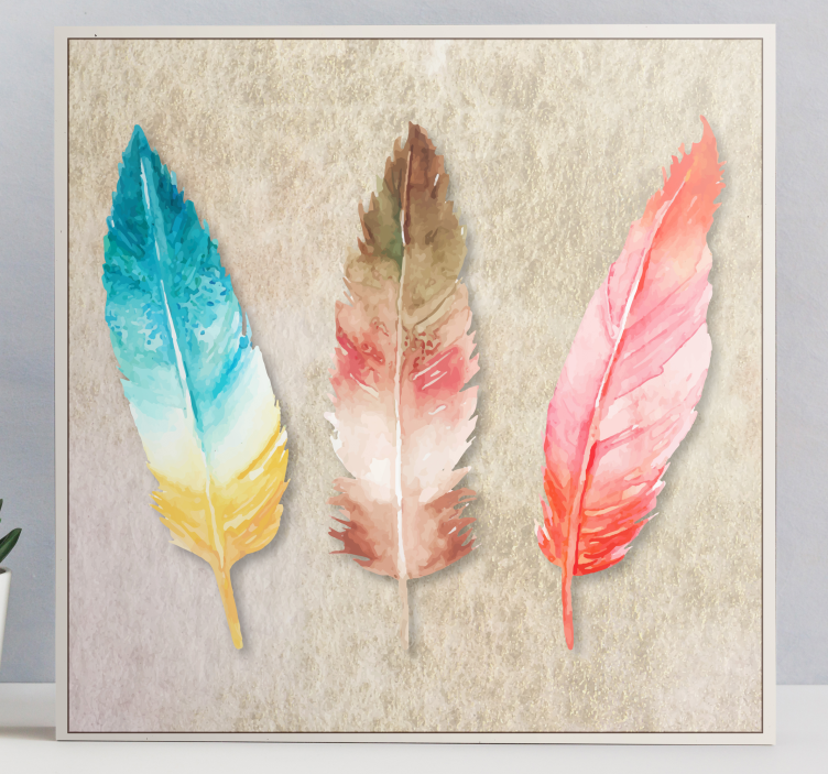 Tableau plumes trio de plumes colorées - TenStickers
