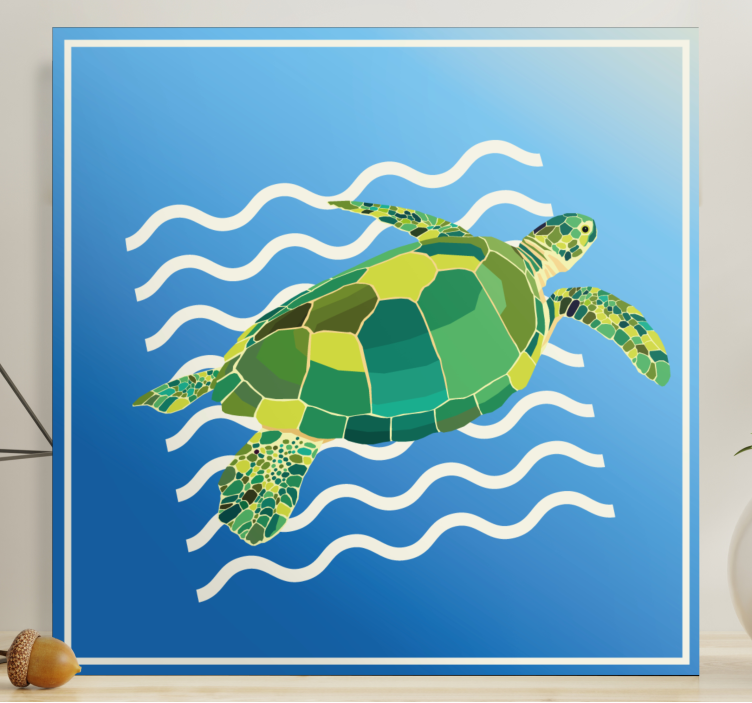 Tableau poissons nage de tortue de mer - TenStickers
