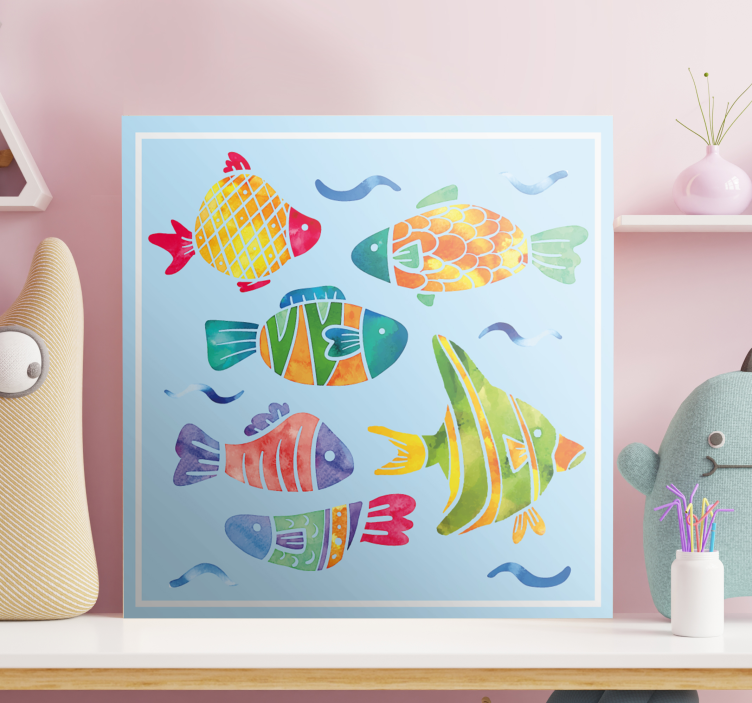Tableau poissons vie aquatique colorée - TenStickers