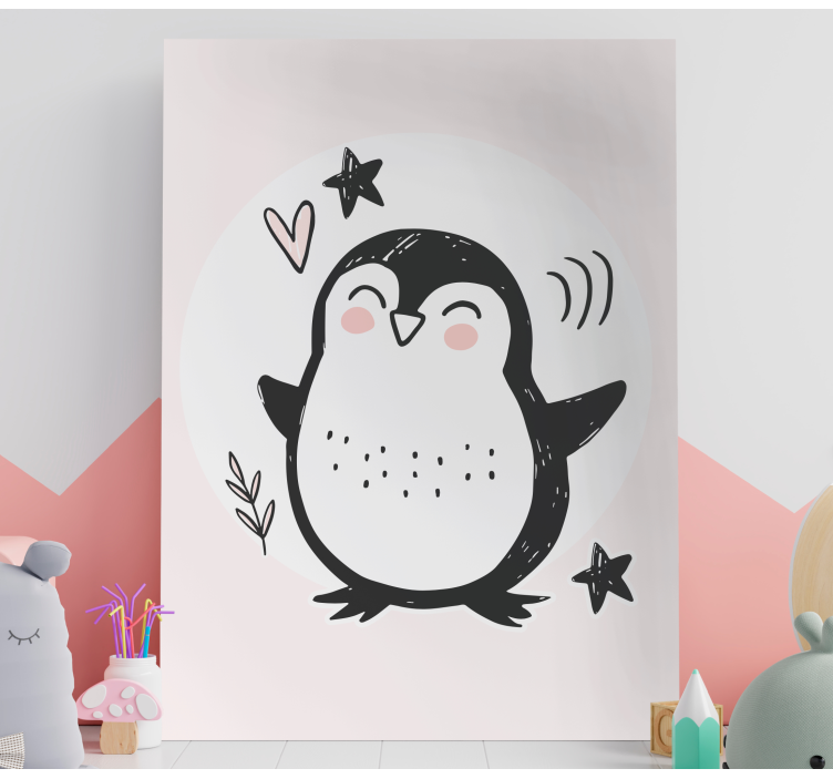 Tableau chambre bébé Doodle mignon bébé pingouin dessiné - TenStickers