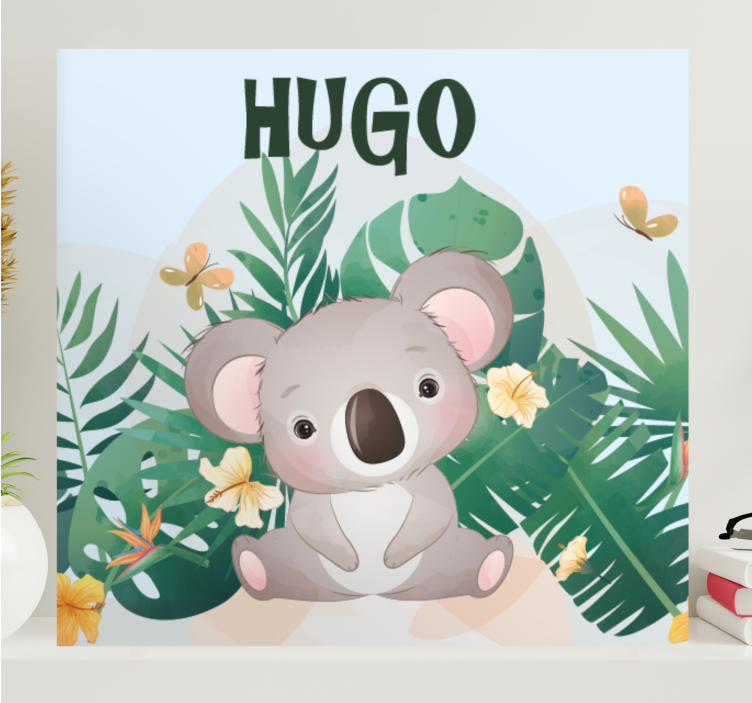 Tableau chambre bébé Koala mignon pour garçon avec nom - TenStickers