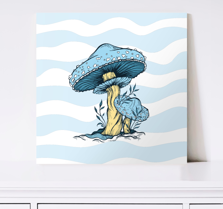 Tableau cuisine Illustration de champignon bleu - TenStickers