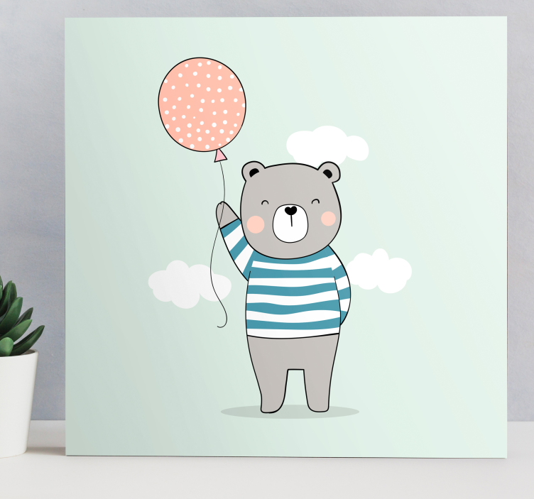 Tableau ours en peluche qui tient un ballon - TenStickers