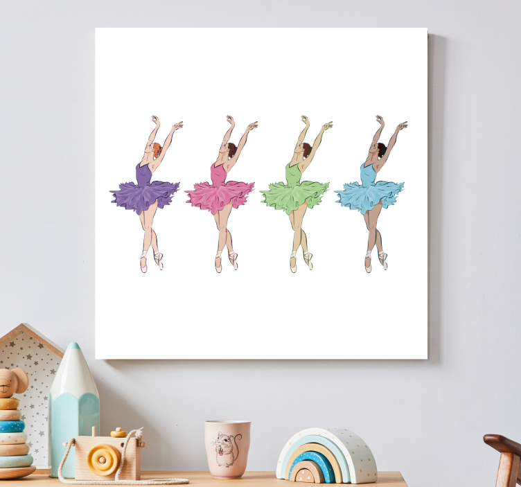 Tableau enfant Danseurs de ballet colorés - TenStickers