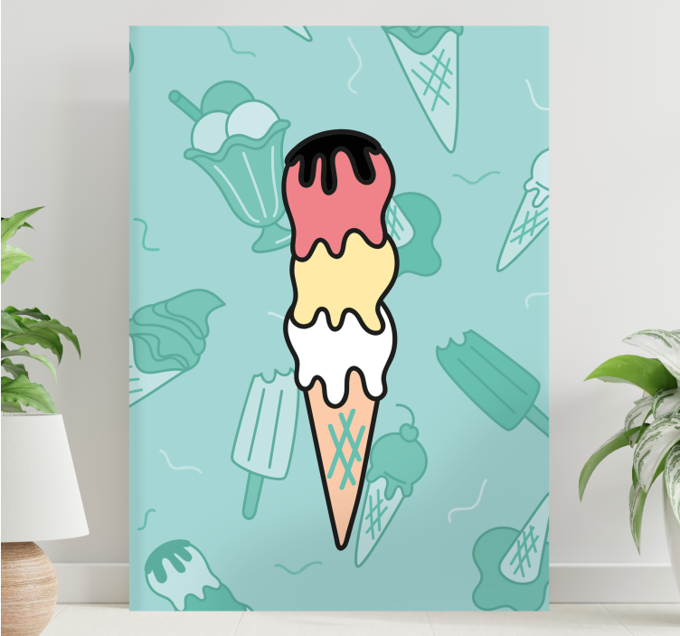 Tableau rustique délice de cornet de glace - TenStickers