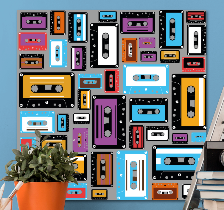 Tableau sports cassettes audio colorées - TenStickers