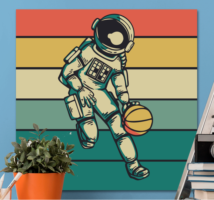 Tableau sports cosmonaut engagé au basket - TenStickers