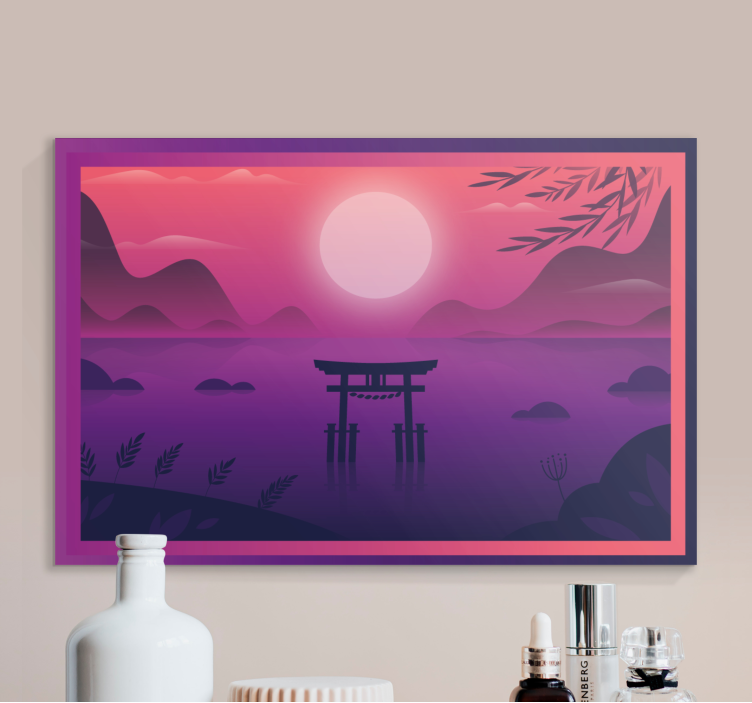 Tableau oriental porte torii du coucher de soleil - TenStickers
