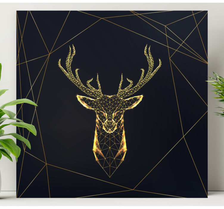 Tableau scandinave Cerf géométrique avec de l'or - TenStickers