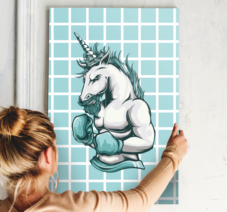 Tableau super héros licorne musclée championne - TenStickers