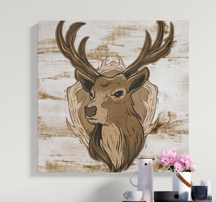 Tableau cerf Cerf en bois - TenStickers