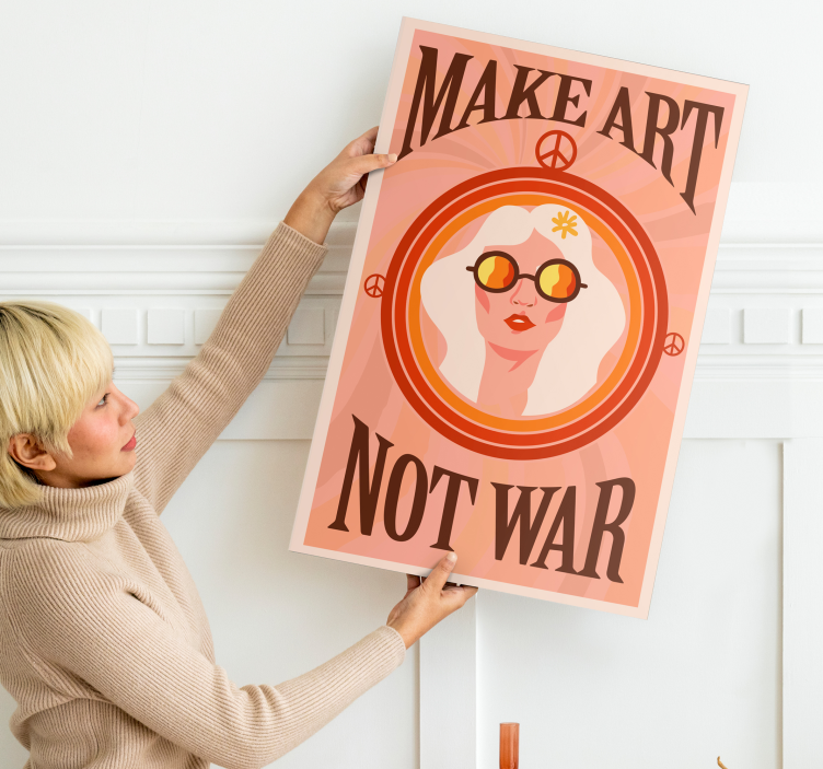 Tableau affiche hippie rétro make art not war - TenStickers