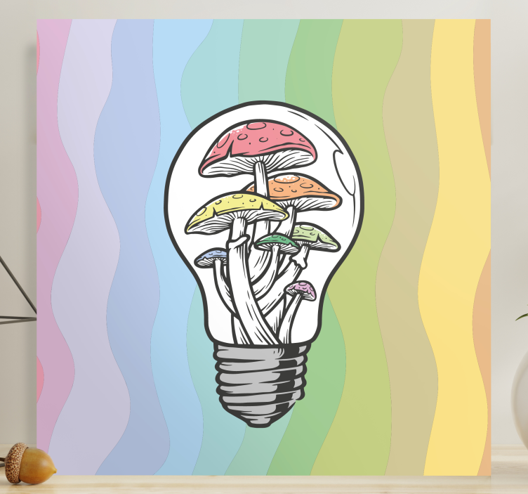 Tableau texte ampoule champignon - TenStickers