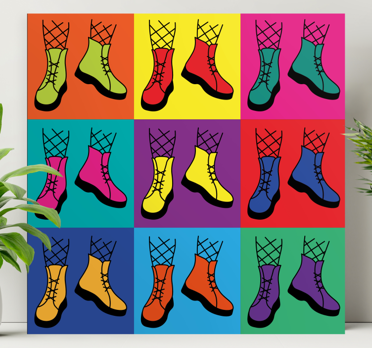 Tableau texte bottes à lacets colorées - TenStickers