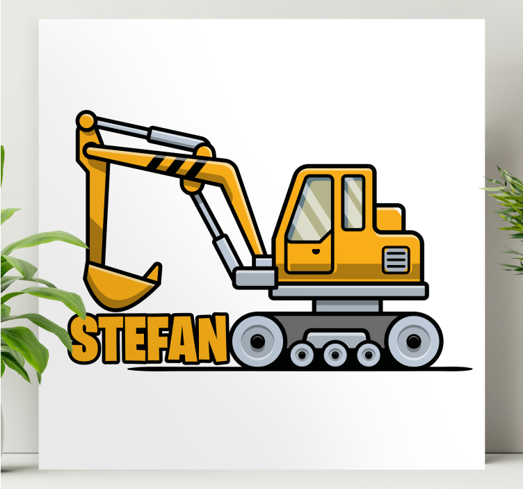 Tableau texte design de machine excavatrice - TenStickers