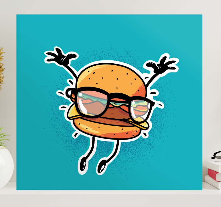 Tableau texte personnage de burger heureux - TenStickers
