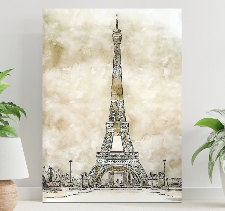 Tableau villes et pays croquis de la tour eiffel - TenStickers