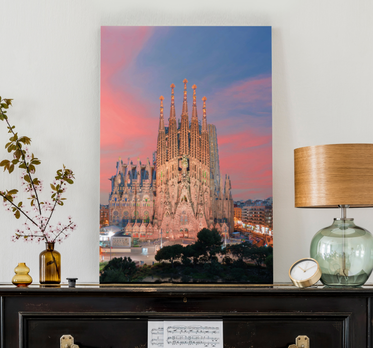 Tableau villes et pays sagrada familia au coucher de soleil - TenStickers