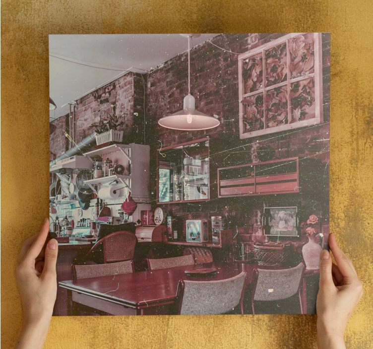 Tableau villes et pays scène de café vintage - TenStickers